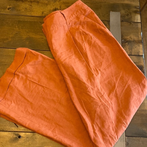 Madeleine Thompson terracotta‎ linen blend trouser pant size 14 - Picture 1 of 7
